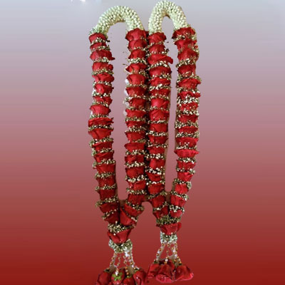 "Garlands with Red Roses, Jasmine along with fillers (2 Garlands) - Click here to View more details about this Product
